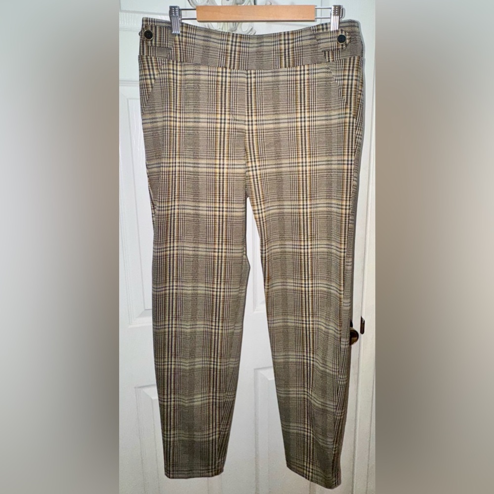Plaid Ladies Dress Pants - Tan Plaid